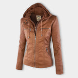 Stilvolle Lederjacke mit Kapuze
