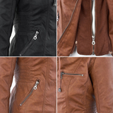 Stilvolle Lederjacke mit Kapuze