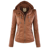 Stilvolle Lederjacke mit Kapuze