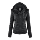 Stilvolle Lederjacke mit Kapuze