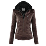 Stilvolle Lederjacke mit Kapuze