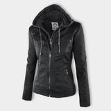Stilvolle Lederjacke mit Kapuze