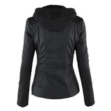 Stilvolle Lederjacke mit Kapuze
