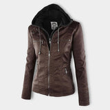Stilvolle Lederjacke mit Kapuze