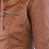 Stilvolle Lederjacke mit Kapuze
